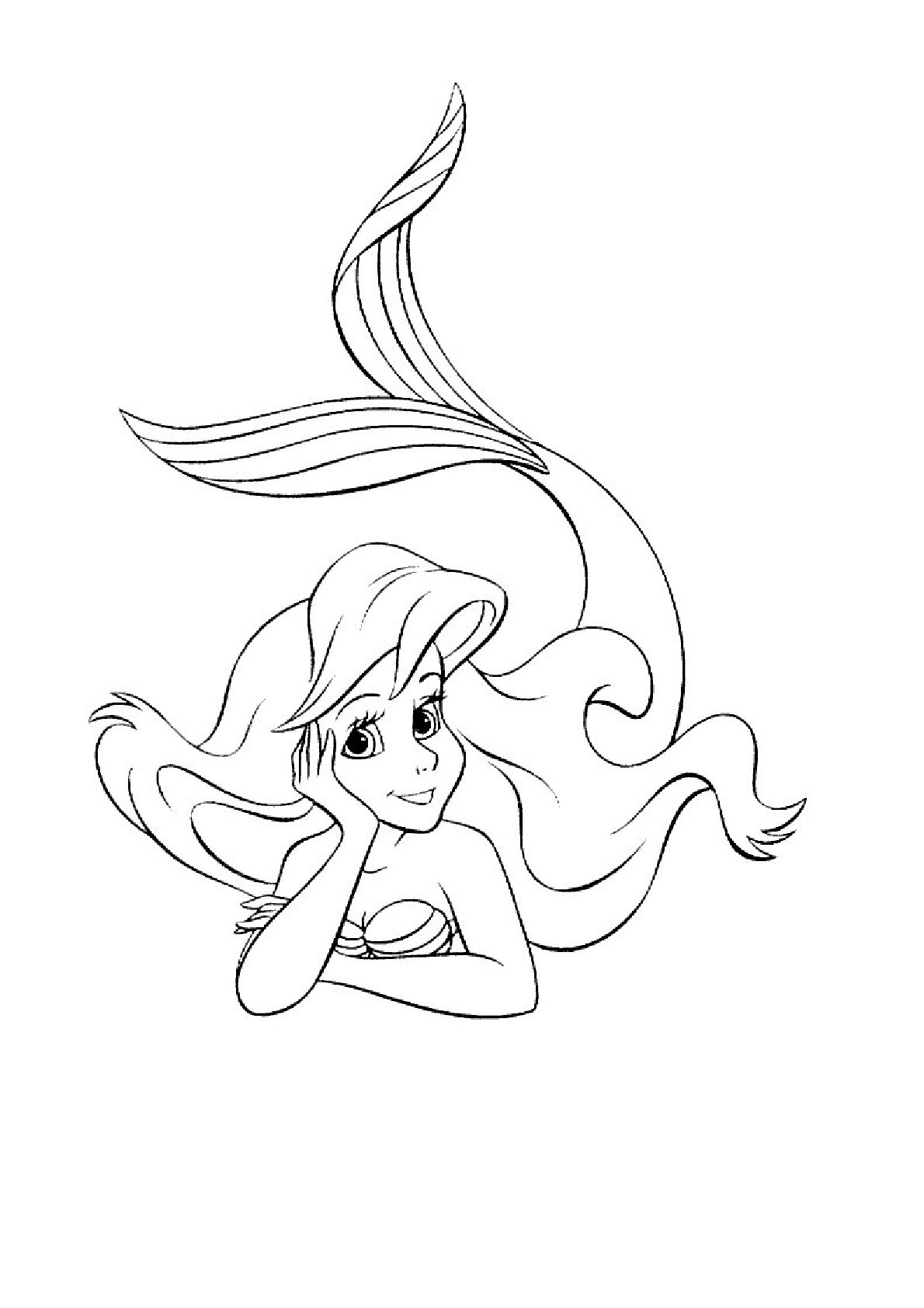 Dibujo de Ariel Recostada de La Sirenita para colorear e imprimir gratis - Personaje de La Sirenita