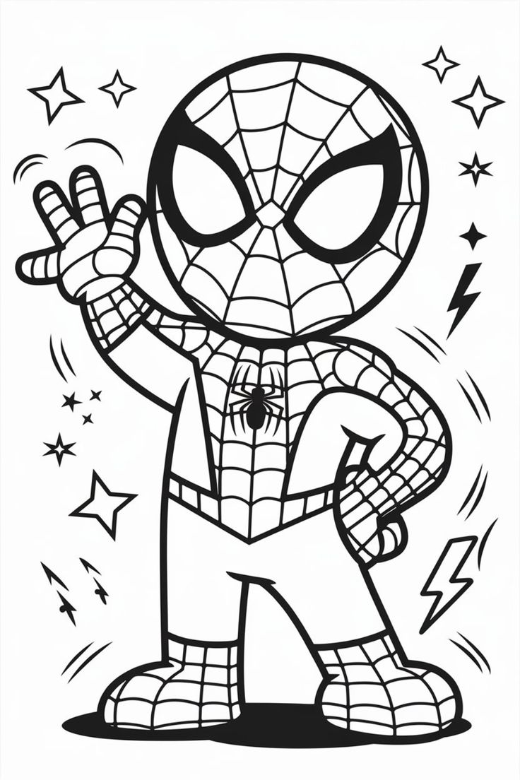 Dibujo de Spiderman Chibi de Spiderman para colorear e imprimir gratis - Personaje de Spiderman