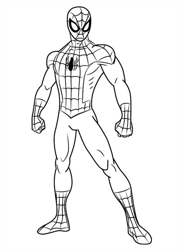 Dibujo de Pose Clásica de Spiderman de Spiderman para colorear e imprimir gratis - Personaje de Spiderman
