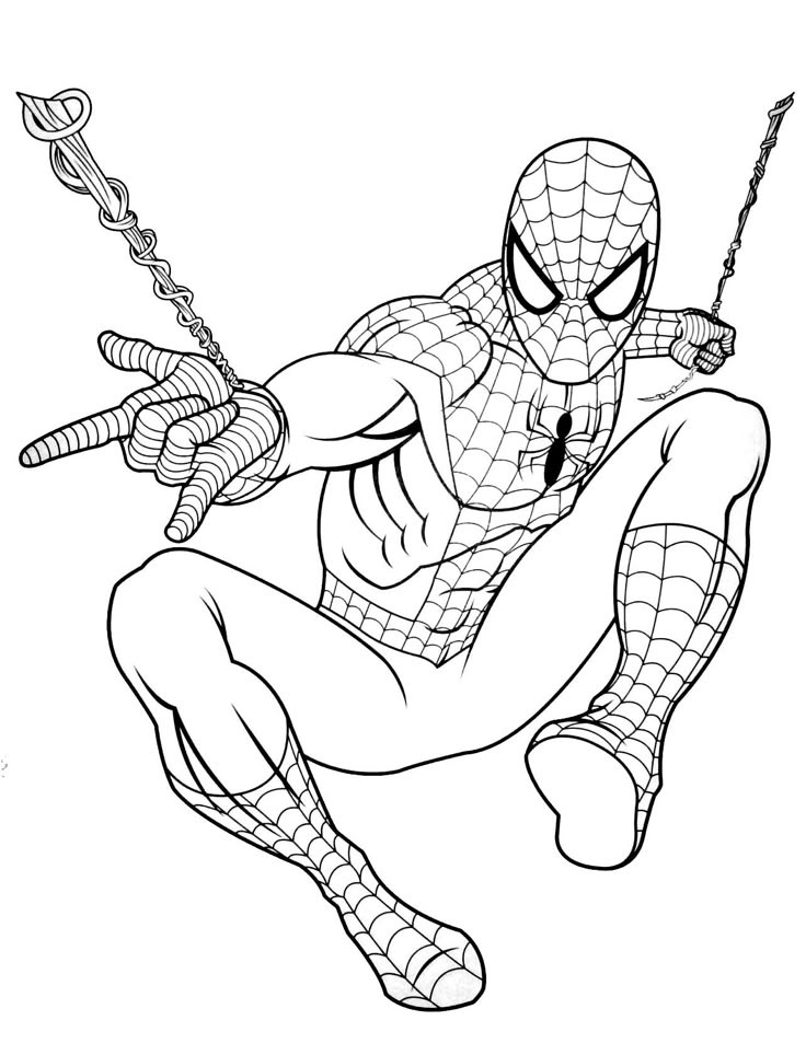 Dibujo de Spiderman Lanzando Telaraña para colorear e imprimir gratis - Categoría Spiderman