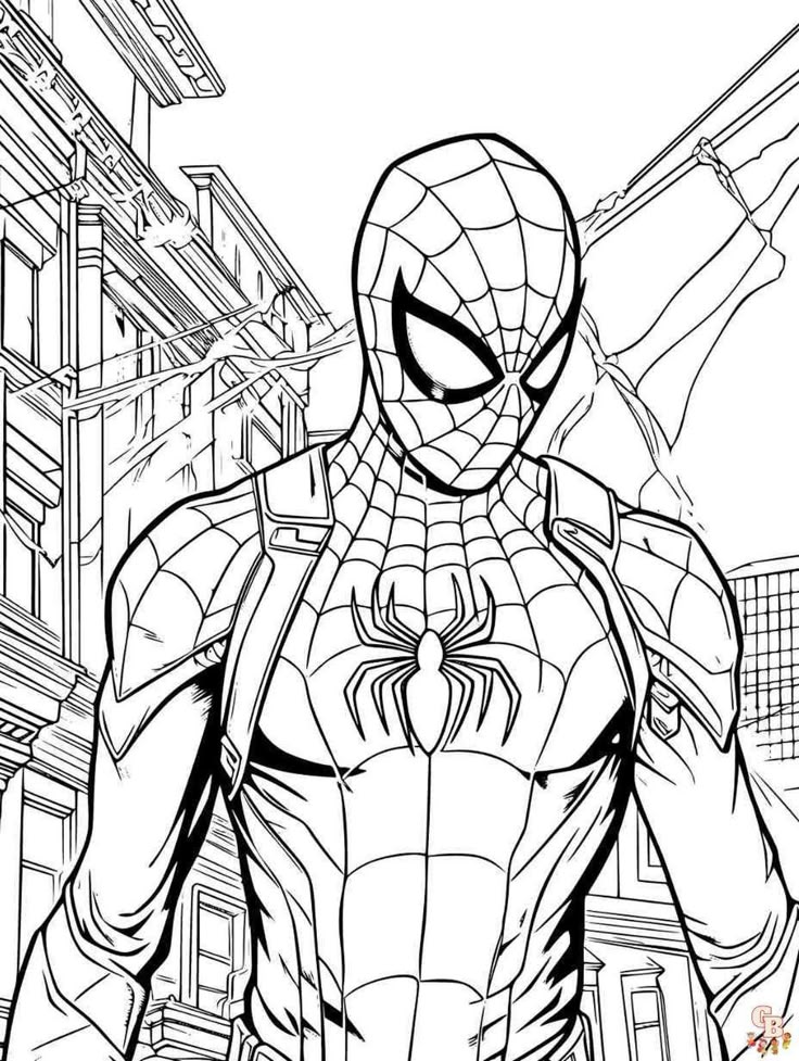 Dibujo de Spiderman Traje Avanzado de Spiderman para colorear e imprimir gratis - Personaje de Spiderman