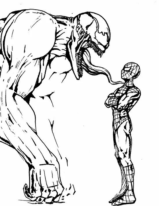 Dibujo de Spiderman vs Venom de Spiderman para colorear e imprimir gratis - Personaje de Spiderman
