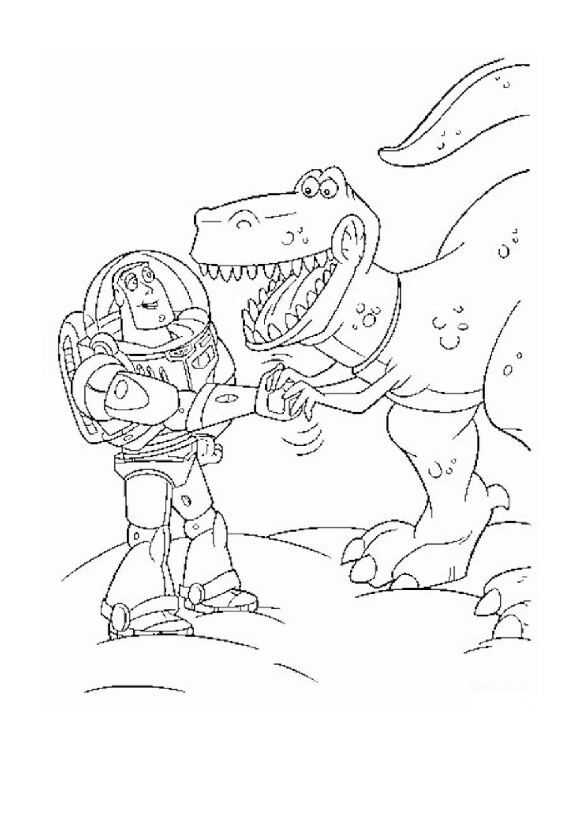 Dibujo de Buzz y Rex de Toy Story para colorear e imprimir gratis - Personaje de Toy Story