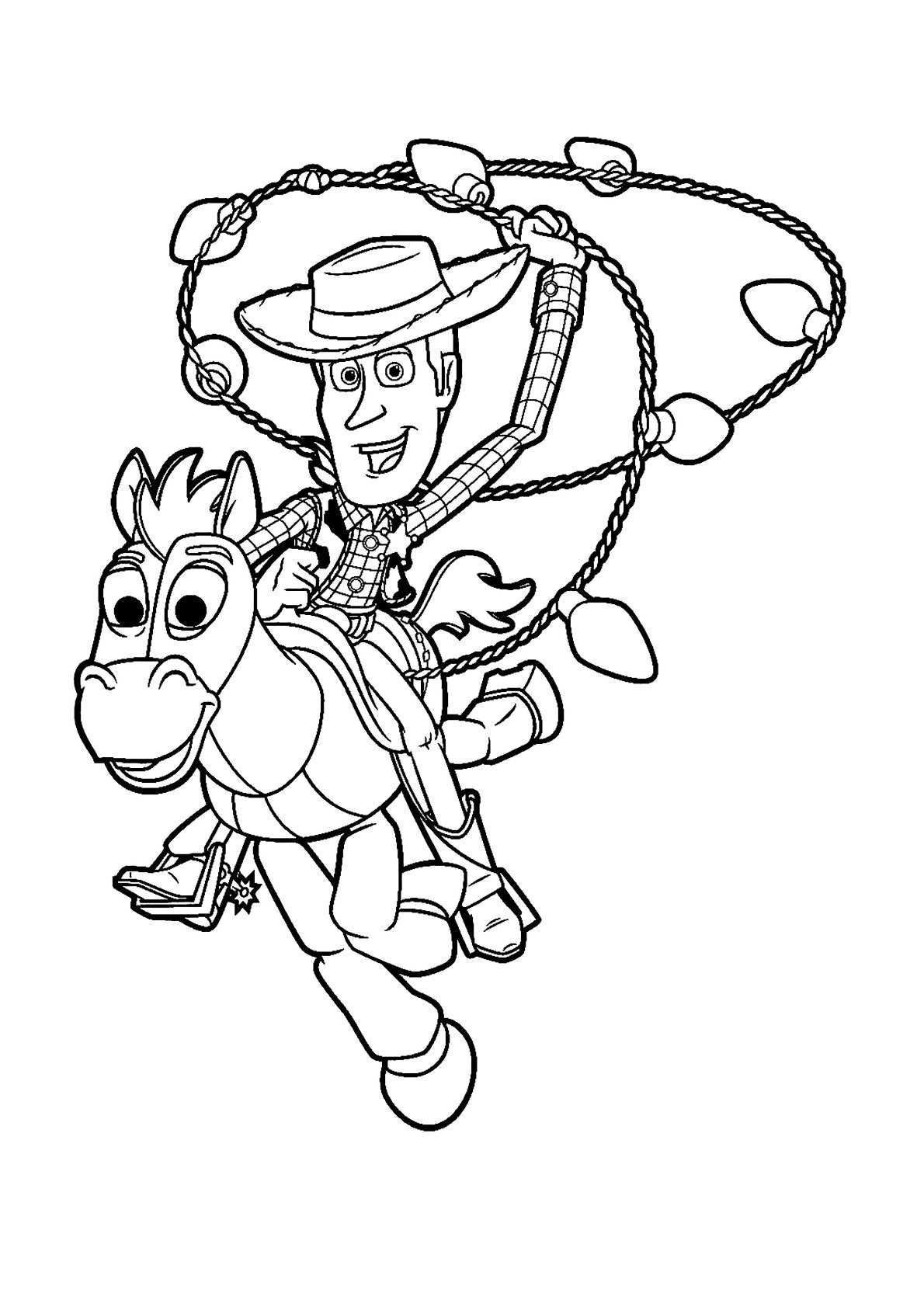 Dibujo de Woody con su Caballo para colorear e imprimir gratis - Categoría Toy Story