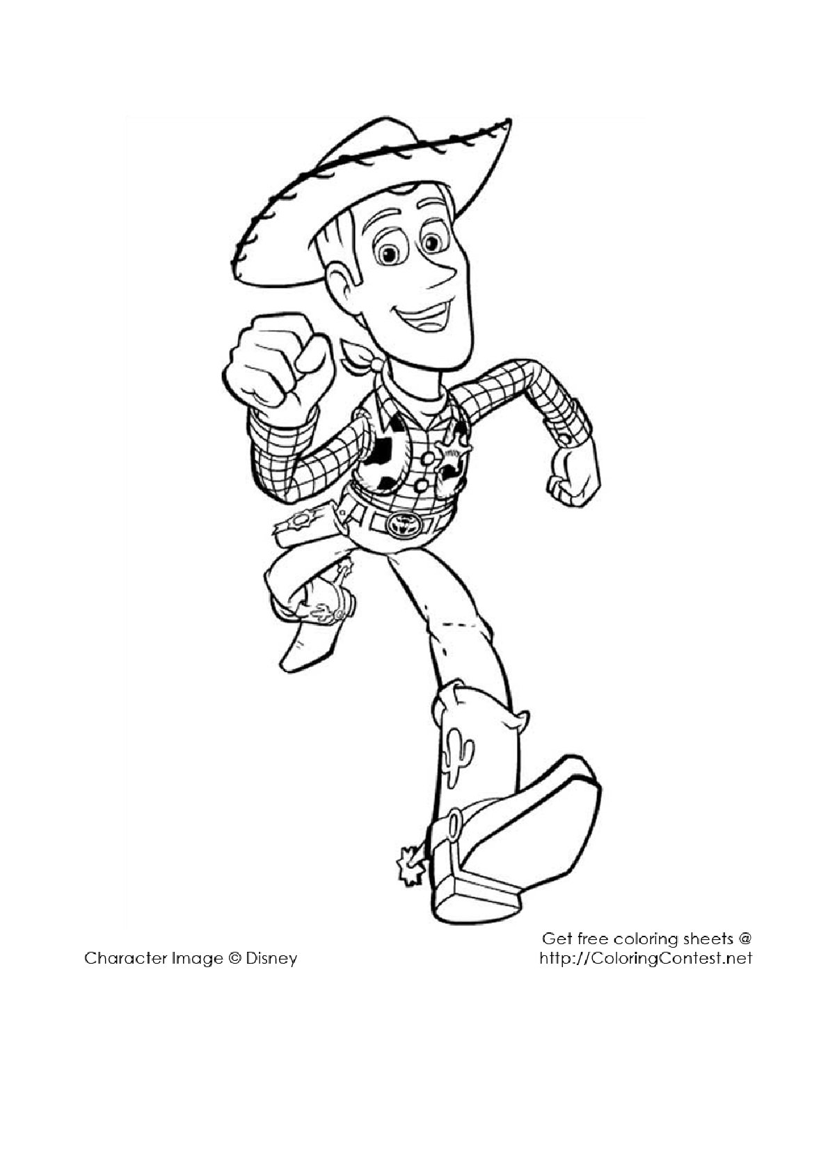 Dibujo de Woody Corriendo de Toy Story para colorear e imprimir gratis - Personaje de Toy Story