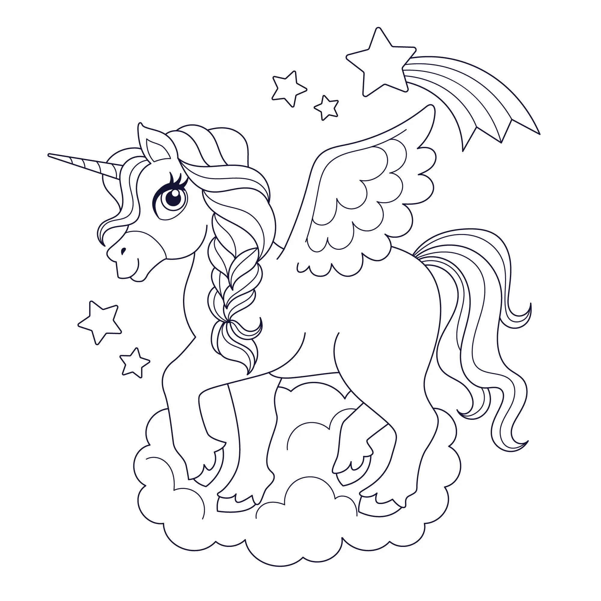 Unicornio Arcoíris para colorear