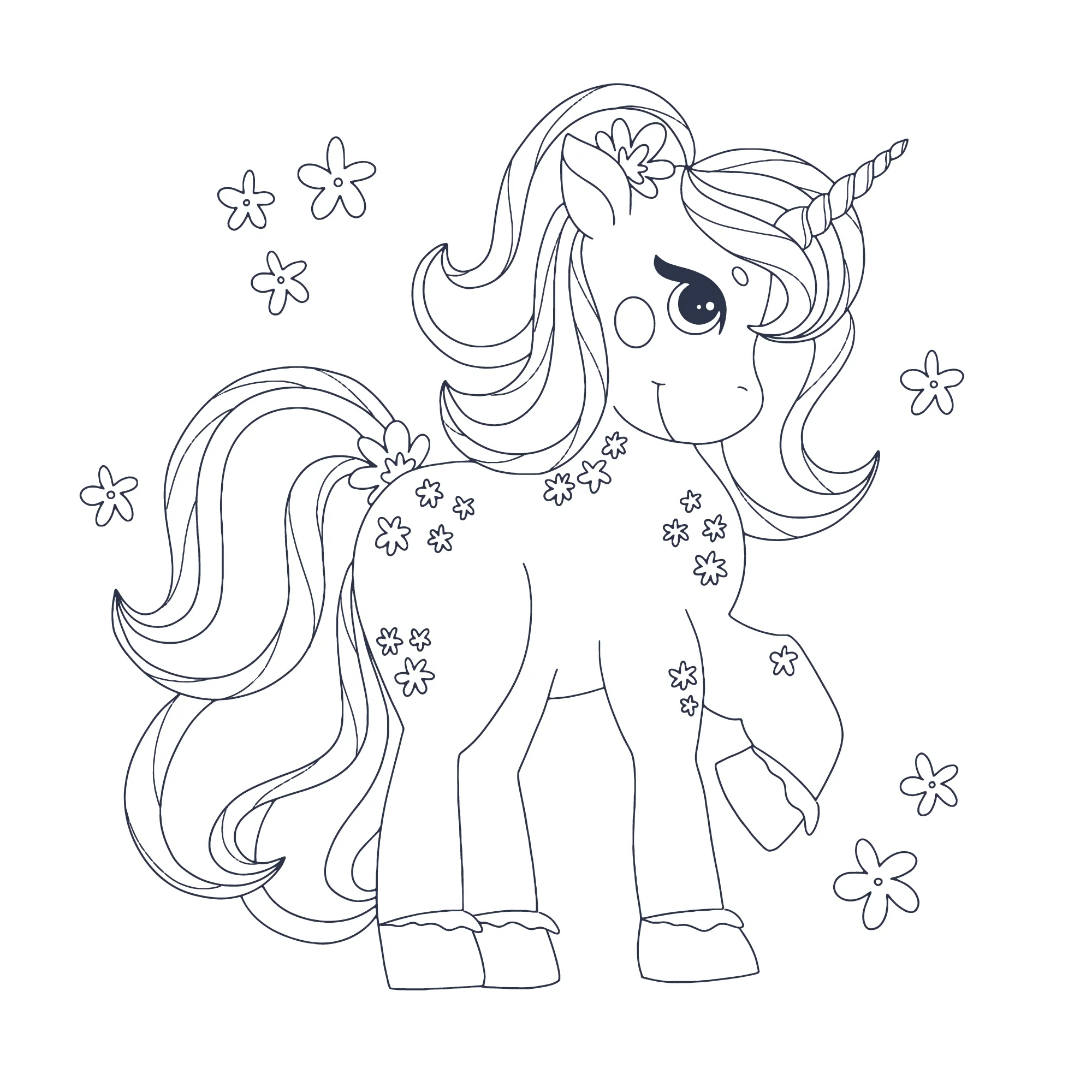 Haz clic para descargar dibujo de Unicornio con Flores para colorear e imprimir gratis Unicornio con Flores para colorear HD fácil y bonito - Descarga e imprime gratis - Dibujo exclusivo de Unicornios
