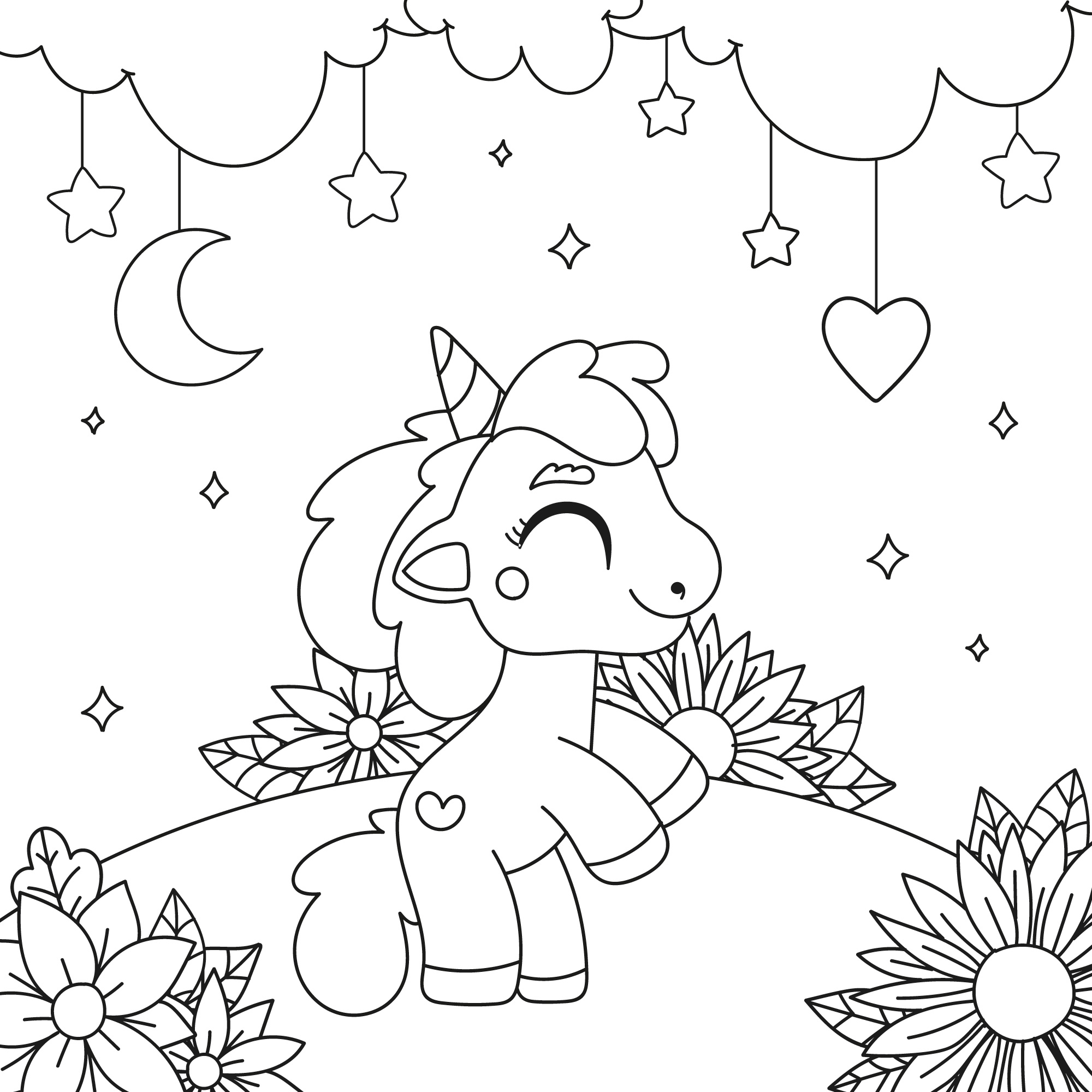 Dibujo de Unicornio en Jardín de Unicornios para colorear e imprimir gratis - Personaje de Unicornios