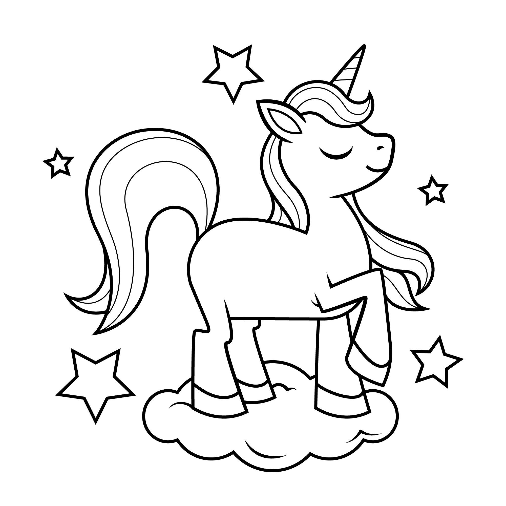 Dibujo de Unicornio en Nube de Unicornios para colorear e imprimir gratis - Personaje de Unicornios