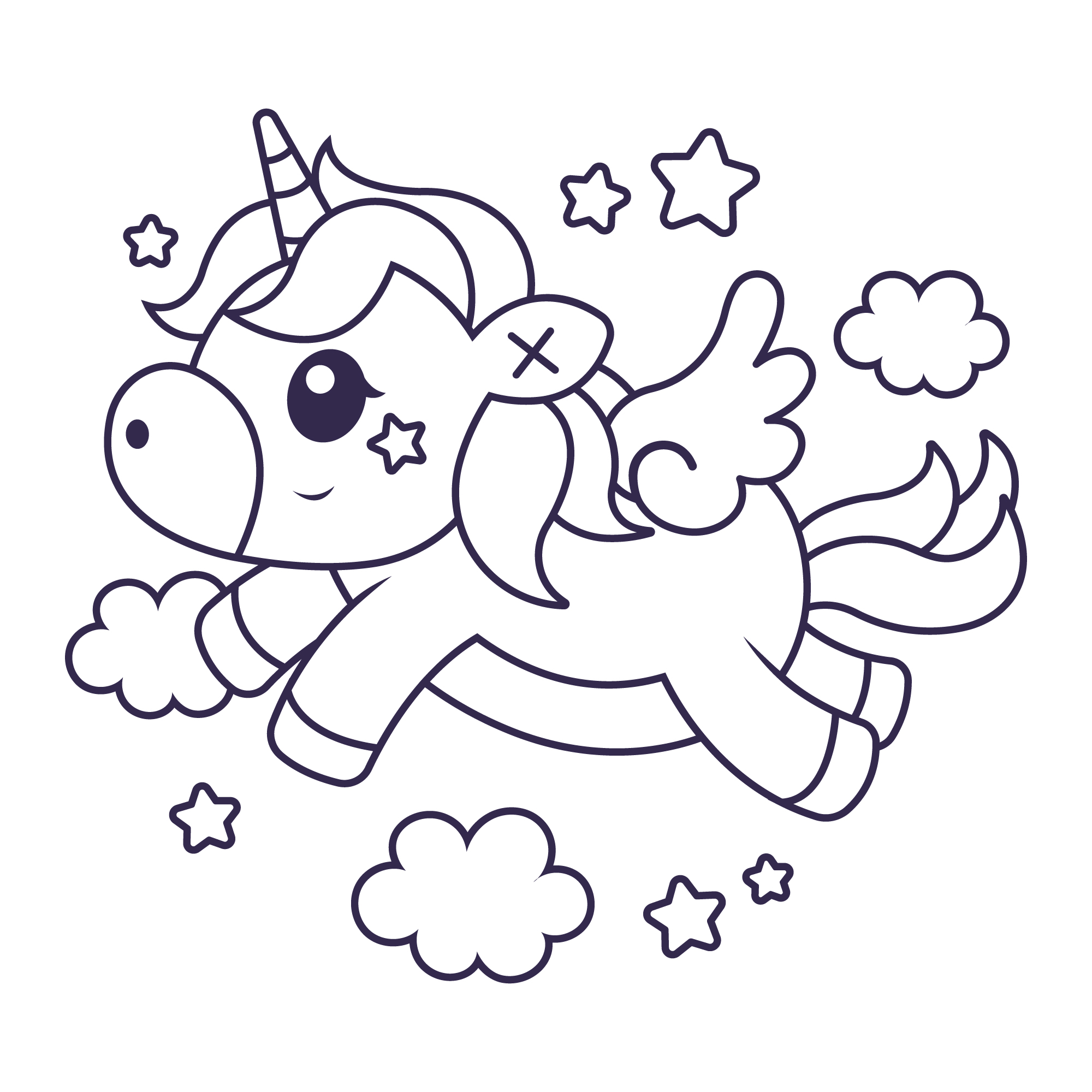 Dibujo de Unicornio Volando de Unicornios para colorear e imprimir gratis - Personaje de Unicornios